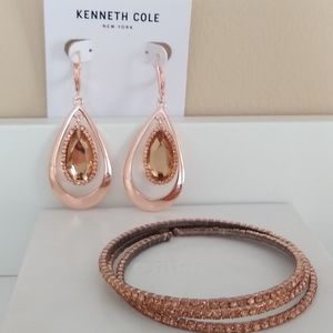 Kenneth Cole rose gold earrings & bracelet